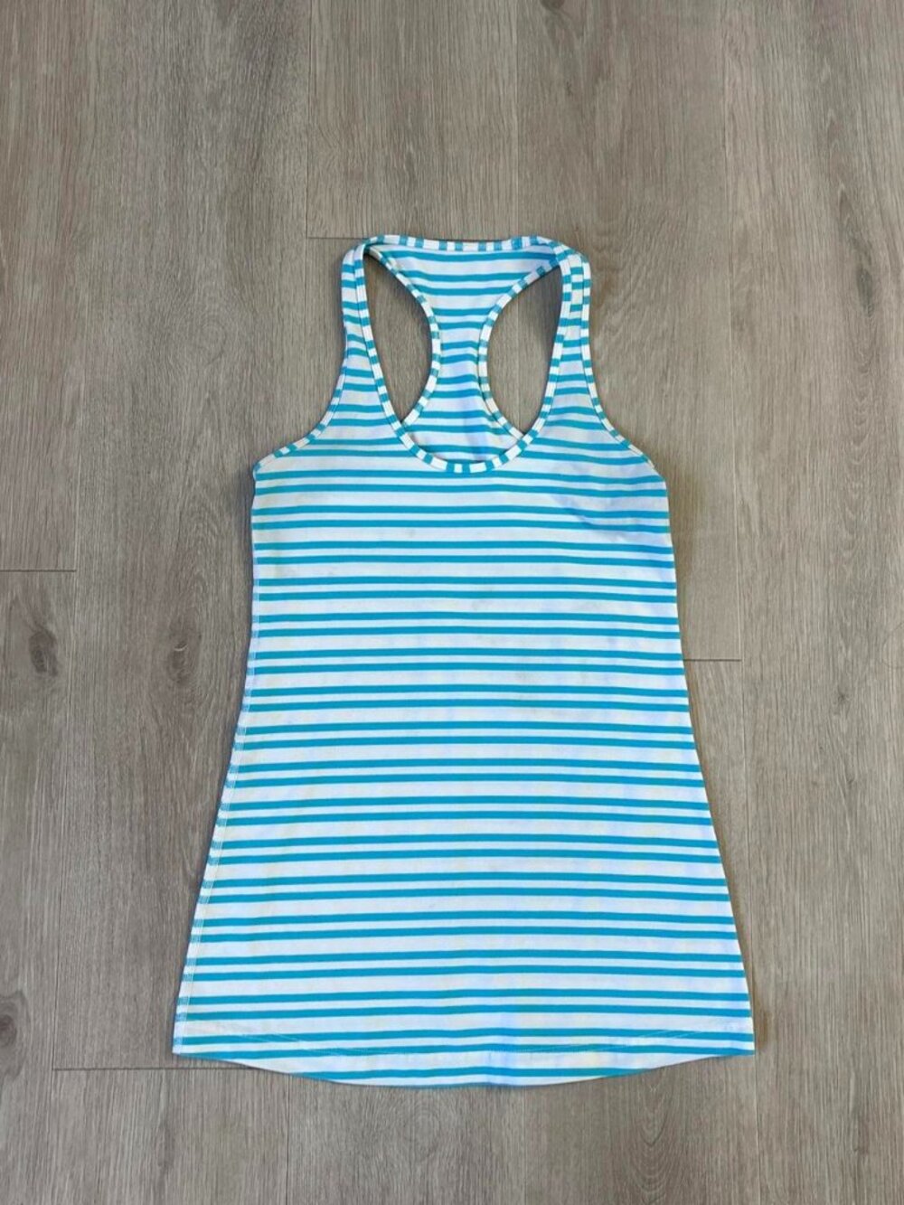 Lululemon Cool Racerback Tank Top Twin Stripe Spry Blue White Size 6